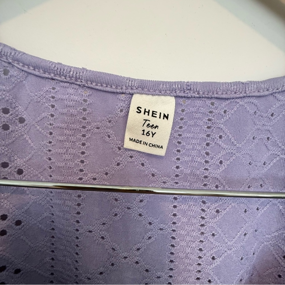 SHEIN Lavender Eyelet Ruffle Top size 16 - Picture 3 of 3